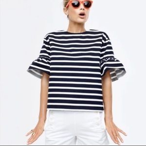 J.Crew flounce sleeve stripe tee
